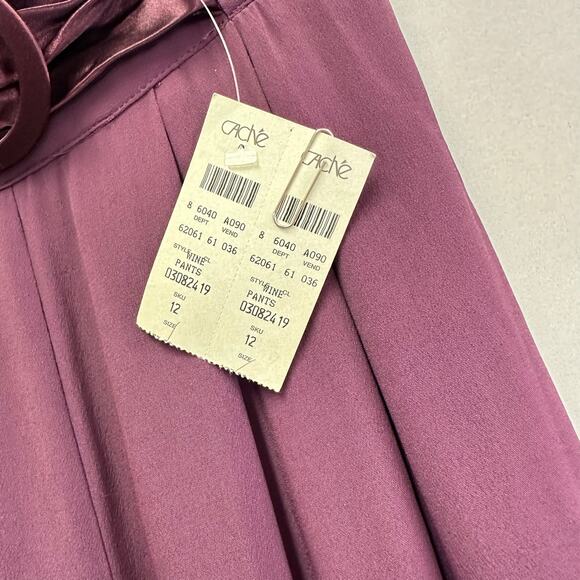 Cache purple high waist wide leg palazzo cumberbund pants‎ Size 12 Deadstock NWT - Picture 5 of 15